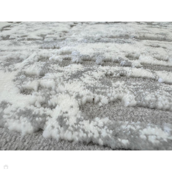 Kuza Abstract Modern Distressed Shimmer Hi-Lo Textured Soft Velvety Touch High-Density Durable Easy-Care Short Pile Mid Grey/Cream/Light Grey Rug-Asiatic Carpets-Rug Love - The Most Loved Rug Store