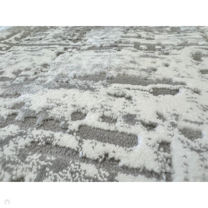 Kuza Abstract Modern Distressed Shimmer Hi-Lo Textured Soft Velvety Touch High-Density Durable Easy-Care Short Pile Mid Grey/Cream/Light Grey Rug-Asiatic Carpets-Rug Love - The Most Loved Rug Store