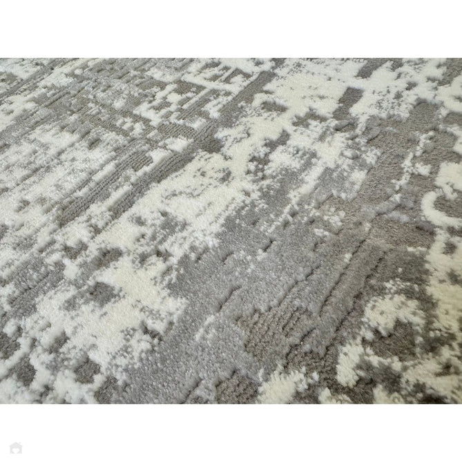 Kuza Abstract Modern Distressed Shimmer Hi-Lo Textured Soft Velvety Touch High-Density Durable Easy-Care Short Pile Mid Grey/Cream/Light Grey Rug-Asiatic Carpets-Rug Love - The Most Loved Rug Store