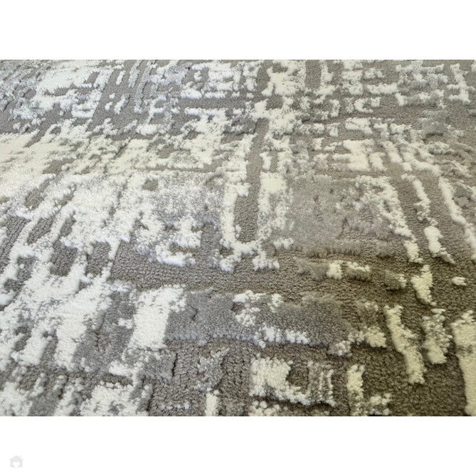Kuza Abstract Modern Distressed Shimmer Hi-Lo Textured Soft Velvety Touch High-Density Durable Easy-Care Short Pile Mid Grey/Cream/Light Grey Rug-Asiatic Carpets-Rug Love - The Most Loved Rug Store