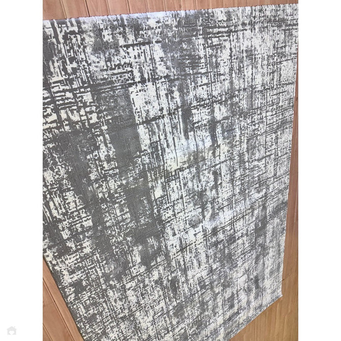 Kuza Abstract Modern Distressed Shimmer Hi-Lo Textured Soft Velvety Touch High-Density Durable Easy-Care Short Pile Mid Grey/Cream/Light Grey Rug-Asiatic Carpets-Rug Love - The Most Loved Rug Store