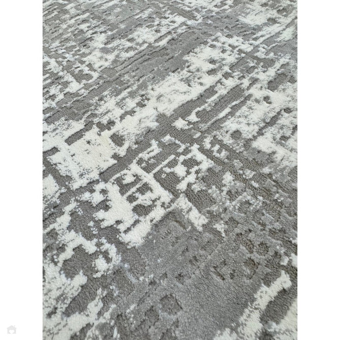 Kuza Abstract Modern Distressed Shimmer Hi-Lo Textured Soft Velvety Touch High-Density Durable Easy-Care Short Pile Mid Grey/Cream/Light Grey Rug-Asiatic Carpets-Rug Love - The Most Loved Rug Store