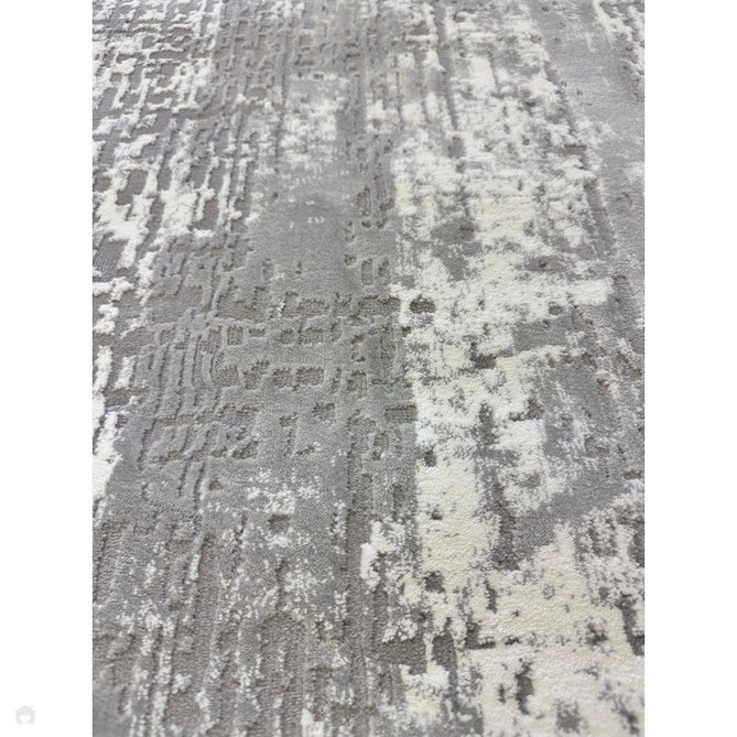 Kuza Abstract Modern Distressed Shimmer Hi-Lo Textured Soft Velvety Touch High-Density Durable Easy-Care Short Pile Mid Grey/Cream/Light Grey Rug-Asiatic Carpets-Rug Love - The Most Loved Rug Store