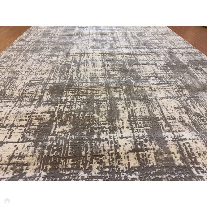 Kuza Abstract Modern Distressed Shimmer Hi-Lo Textured Soft Velvety Touch High-Density Durable Easy-Care Short Pile Mid Grey/Cream/Light Grey Rug-Asiatic Carpets-Rug Love - The Most Loved Rug Store
