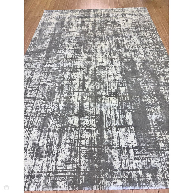 Kuza Abstract Modern Distressed Shimmer Hi-Lo Textured Soft Velvety Touch High-Density Durable Easy-Care Short Pile Mid Grey/Cream/Light Grey Rug-Asiatic Carpets-Rug Love - The Most Loved Rug Store