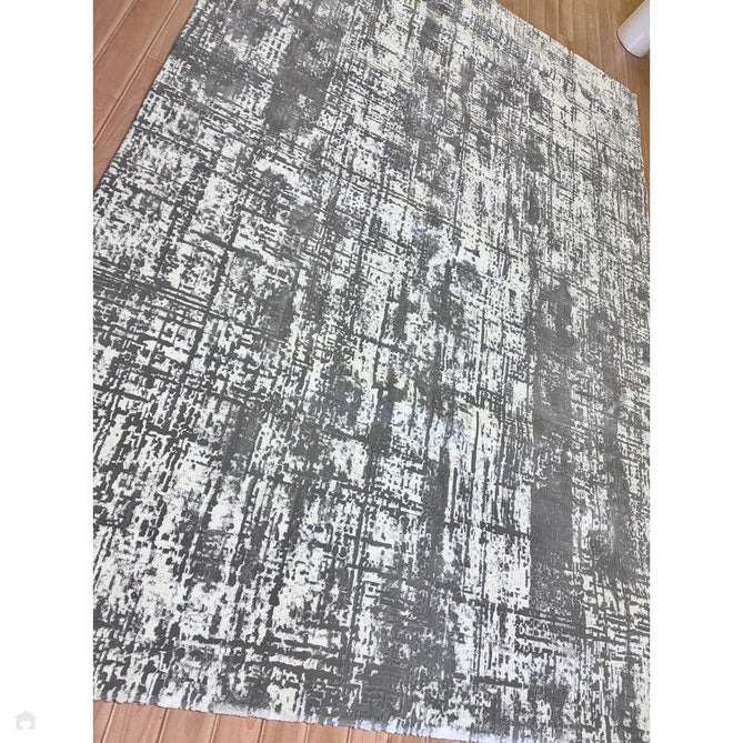 Kuza Abstract Modern Distressed Shimmer Hi-Lo Textured Soft Velvety Touch High-Density Durable Easy-Care Short Pile Mid Grey/Cream/Light Grey Rug-Asiatic Carpets-Rug Love - The Most Loved Rug Store