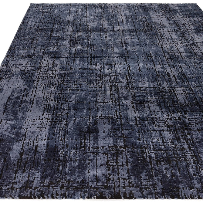 Kuza Abstract Modern Distressed Shimmer Hi-Lo Textured Soft Velvety Touch High-Density Durable Easy-Care Short Pile Navy/Light Grey Rug-Asiatic Carpets-Rug Love - The Most Loved Rug Store