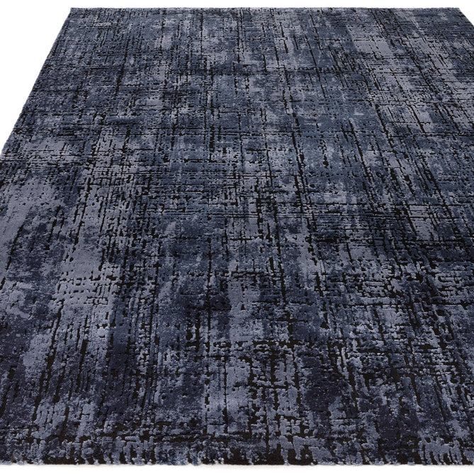 Kuza Abstract Modern Distressed Shimmer Hi-Lo Textured Soft Velvety Touch High-Density Durable Easy-Care Short Pile Navy/Light Grey Rug-Asiatic Carpets-Rug Love - The Most Loved Rug Store