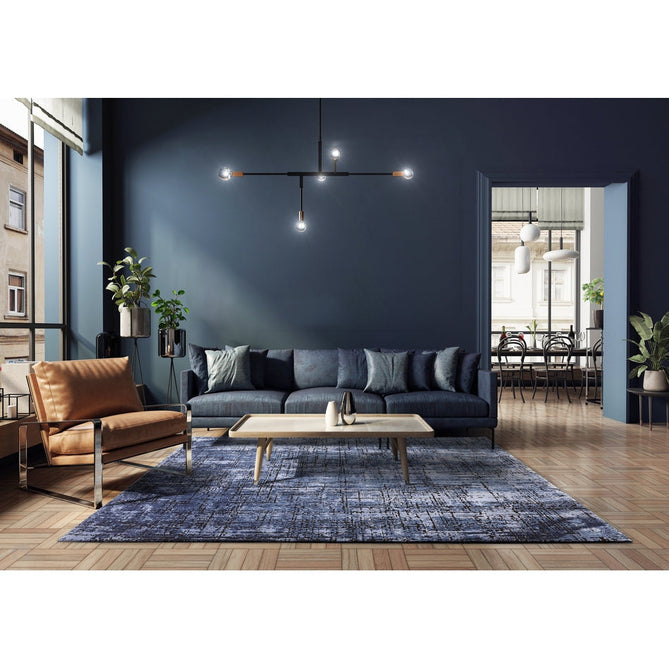 Kuza Abstract Modern Distressed Shimmer Hi-Lo Textured Soft Velvety Touch High-Density Durable Easy-Care Short Pile Navy/Light Grey Rug-Asiatic Carpets-Rug Love - The Most Loved Rug Store