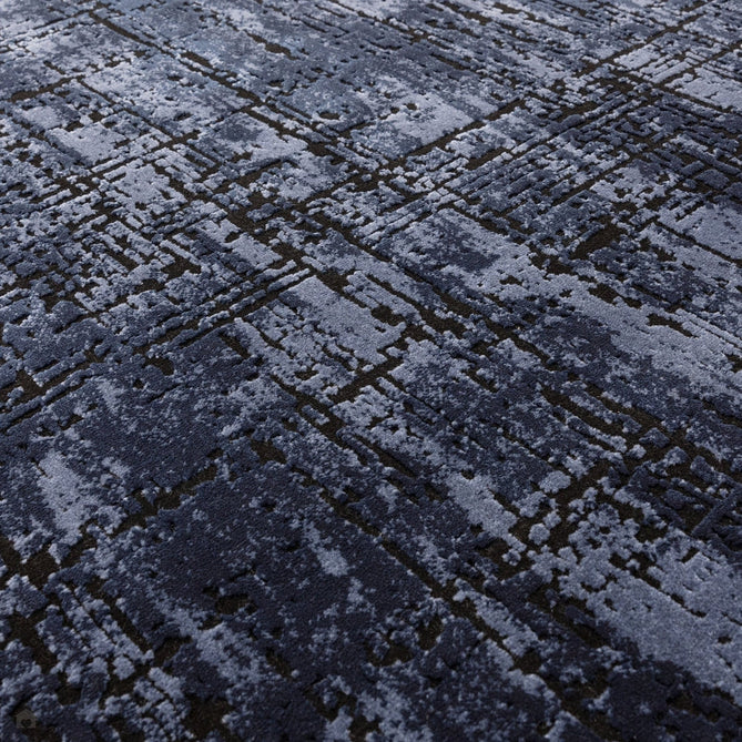 Kuza Abstract Modern Distressed Shimmer Hi-Lo Textured Soft Velvety Touch High-Density Durable Easy-Care Short Pile Navy/Light Grey Rug-Asiatic Carpets-Rug Love - The Most Loved Rug Store