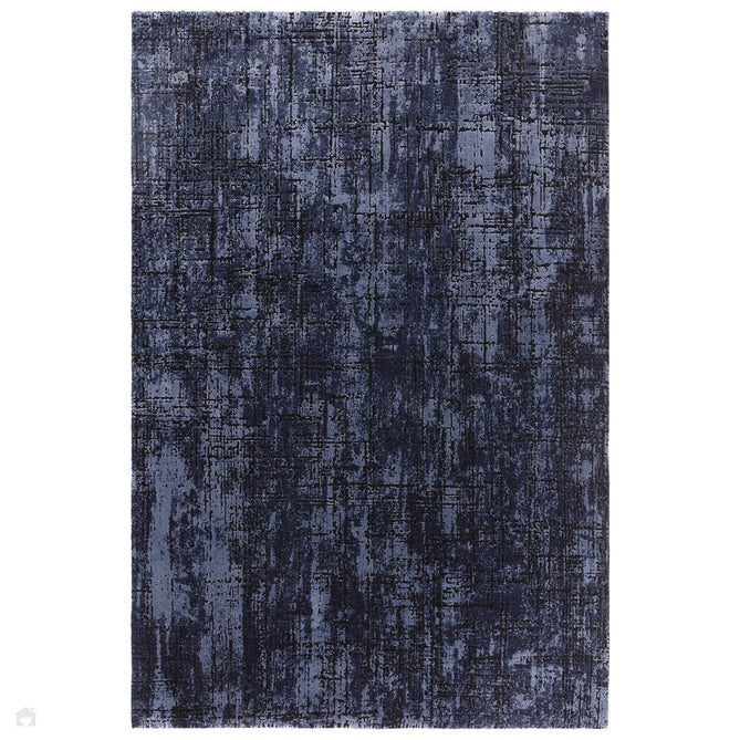 Kuza Abstract Modern Distressed Shimmer Hi-Lo Textured Soft Velvety Touch High-Density Durable Easy-Care Short Pile Navy/Light Grey Rug-Asiatic Carpets-Rug Love - The Most Loved Rug Store