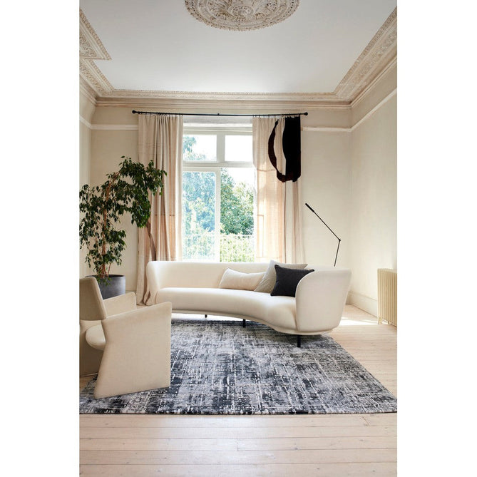Kuza Abstract Modern Distressed Textured Soft-Touch Black /Light Grey/Cream Rug 120 x 170 cm-Shop Returns-Rug Love - The Most Loved Rug Store