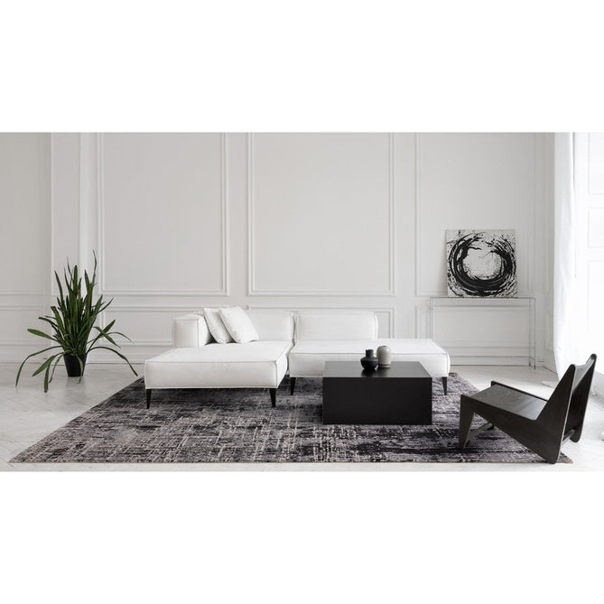 Kuza Abstract Modern Distressed Textured Soft-Touch Black /Light Grey/Cream Rug 120 x 170 cm-Shop Returns-Rug Love - The Most Loved Rug Store