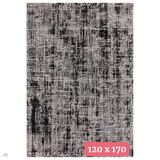 Kuza Abstract Modern Distressed Textured Soft-Touch Black /Light Grey/Cream Rug 120 x 170 cm
