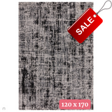 Kuza Abstract Modern Distressed Textured Soft-Touch Black /Light Grey/Cream Rug 120 x 170 cm