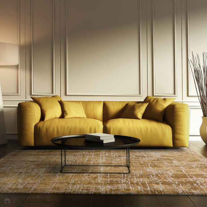 Kuza Abstract Modern Distressed Textured Soft-Touch Gold/Cream/Light Grey Rug-Asiatic Carpets-Rug Love - The Most Loved Rug Store