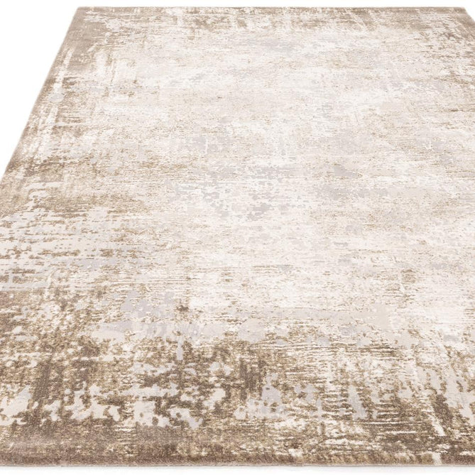 Kuza Border Modern Abstract Distressed Shimmer Hi-Lo Textured Soft Velvety Touch High-Density Durable Easy-Care Short Pile Beige Runner-Asiatic Carpets-Rug Love - The Most Loved Rug Store