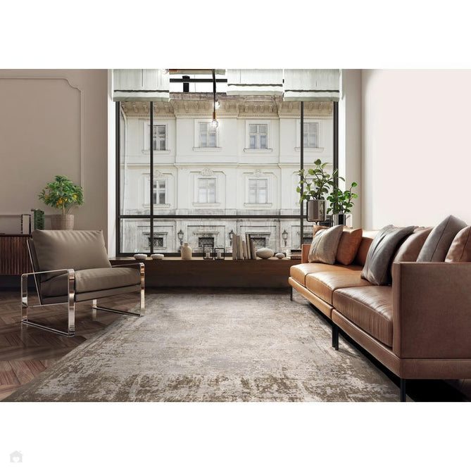 Kuza Border Modern Abstract Distressed Shimmer Hi-Lo Textured Soft Velvety Touch High-Density Durable Easy-Care Short Pile Beige Runner-Asiatic Carpets-Rug Love - The Most Loved Rug Store