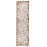 Kuza Border Modern Abstract Distressed Shimmer Hi-Lo Textured Soft Velvety Touch High-Density Durable Easy-Care Short Pile Beige Runner