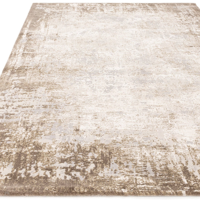 Kuza Border Modern Abstract Distressed Shimmer Hi-Lo Textured Soft Velvety Touch High-Density Durable Easy-Care Short Pile Beige/Light Grey/Cream Rug-Asiatic Carpets-Rug Love - The Most Loved Rug Store