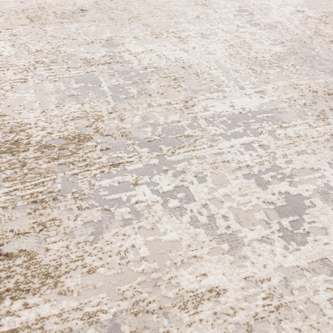 Kuza Border Modern Abstract Distressed Shimmer Hi-Lo Textured Soft Velvety Touch High-Density Durable Easy-Care Short Pile Beige/Light Grey/Cream Rug-Asiatic Carpets-Rug Love - The Most Loved Rug Store