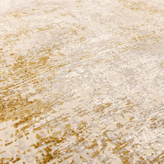 Kuza Border Modern Abstract Distressed Shimmer Hi-Lo Textured Soft Velvety Touch High-Density Durable Easy-Care Short Pile Gold/Light Grey/Cream Rug-Asiatic Carpets-Rug Love - The Most Loved Rug Store