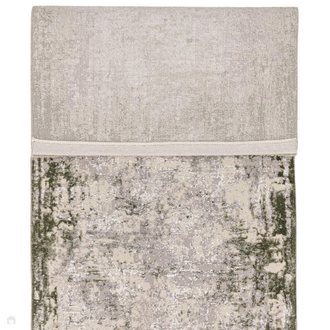 Kuza Border Modern Abstract Distressed Shimmer Hi-Lo Textured Soft Velvety Touch High-Density Durable Easy-Care Short Pile Khaki/Light Grey/Cream Rug-Asiatic Carpets-Rug Love - The Most Loved Rug Store