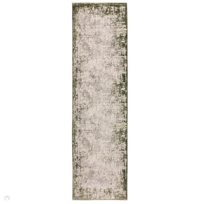 Kuza Border Modern Abstract Distressed Shimmer Hi-Lo Textured Soft Velvety Touch High-Density Durable Easy-Care Short Pile Khaki/Light Grey/Cream Rug-Asiatic Carpets-Rug Love - The Most Loved Rug Store