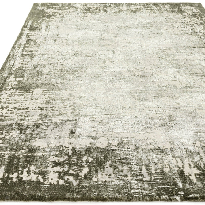 Kuza Border Modern Abstract Distressed Shimmer Hi-Lo Textured Soft Velvety Touch High-Density Durable Easy-Care Short Pile Khaki/Light Grey/Cream Rug-Asiatic Carpets-Rug Love - The Most Loved Rug Store