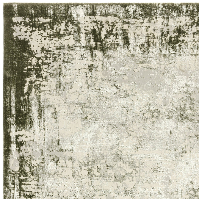Kuza Border Modern Abstract Distressed Shimmer Hi-Lo Textured Soft Velvety Touch High-Density Durable Easy-Care Short Pile Khaki/Light Grey/Cream Rug-Asiatic Carpets-Rug Love - The Most Loved Rug Store