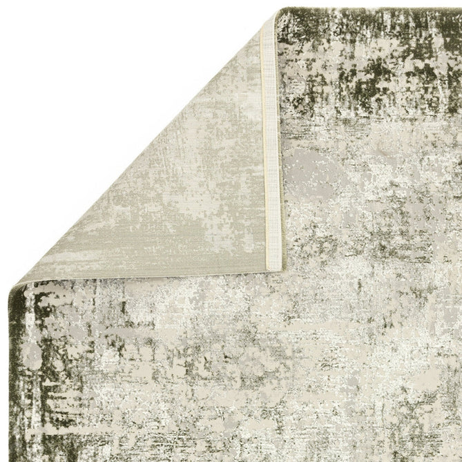 Kuza Border Modern Abstract Distressed Shimmer Hi-Lo Textured Soft Velvety Touch High-Density Durable Easy-Care Short Pile Khaki/Light Grey/Cream Rug-Asiatic Carpets-Rug Love - The Most Loved Rug Store