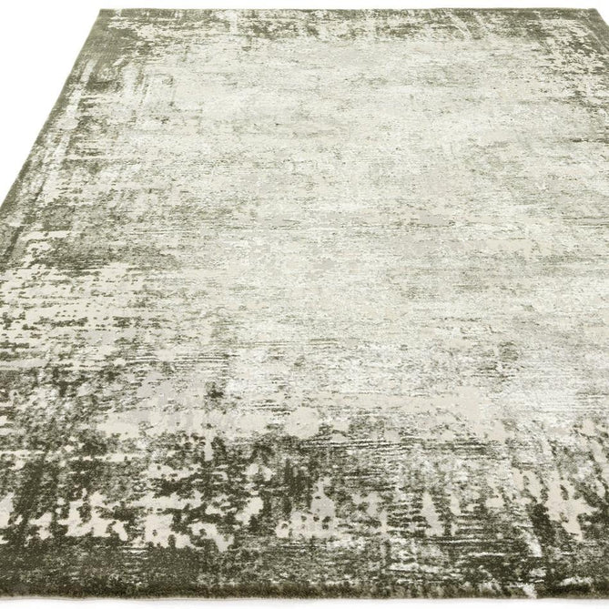 Kuza Border Modern Abstract Distressed Shimmer Hi-Lo Textured Soft Velvety Touch High-Density Durable Easy-Care Short Pile Khaki/Light Grey/Cream Runner-Asiatic Carpets-Rug Love - The Most Loved Rug Store