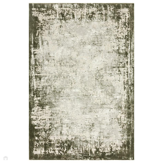 Kuza Border Modern Abstract Distressed Shimmer Hi-Lo Textured Soft Velvety Touch High-Density Durable Easy-Care Short Pile Khaki/Light Grey/Cream Runner-Asiatic Carpets-Rug Love - The Most Loved Rug Store