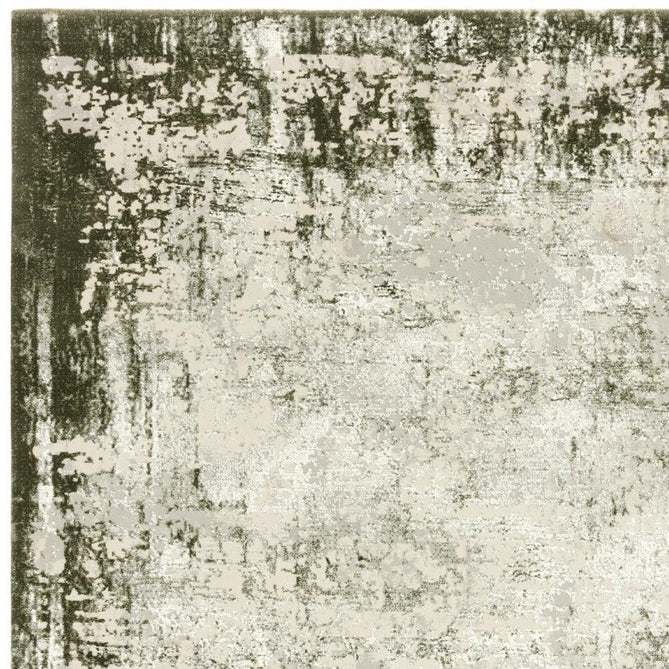 Kuza Border Modern Abstract Distressed Shimmer Hi-Lo Textured Soft Velvety Touch High-Density Durable Easy-Care Short Pile Khaki/Light Grey/Cream Runner-Asiatic Carpets-Rug Love - The Most Loved Rug Store