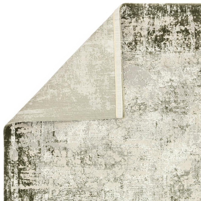Kuza Border Modern Abstract Distressed Shimmer Hi-Lo Textured Soft Velvety Touch High-Density Durable Easy-Care Short Pile Khaki/Light Grey/Cream Runner-Asiatic Carpets-Rug Love - The Most Loved Rug Store