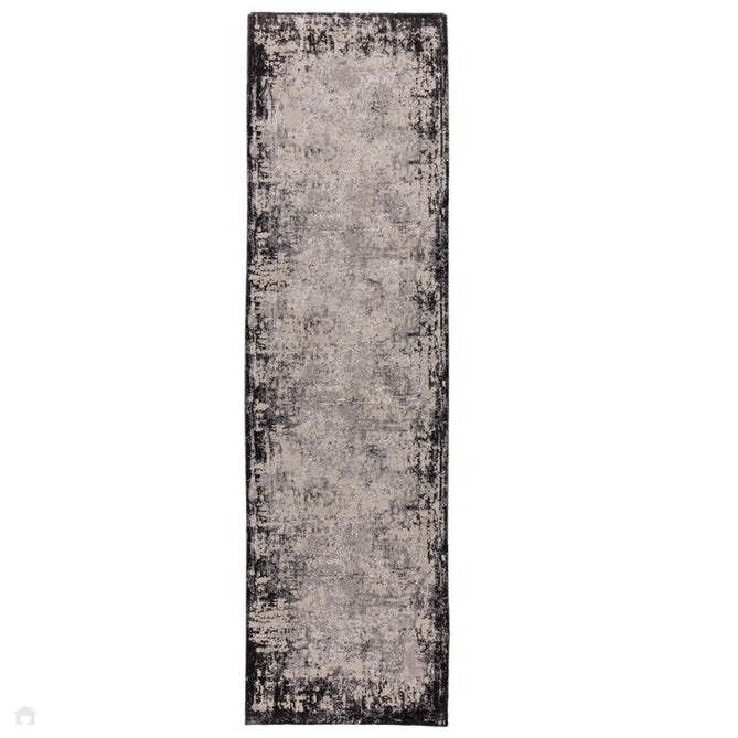 Kuza Border Modern Abstract Distressed Shimmer Hi-Lo Textured Soft Velvety Touch High-Density Durable Easy-Care Short Pile Light Grey/Charcoal/Cream Rug-Asiatic Carpets-Rug Love - The Most Loved Rug Store