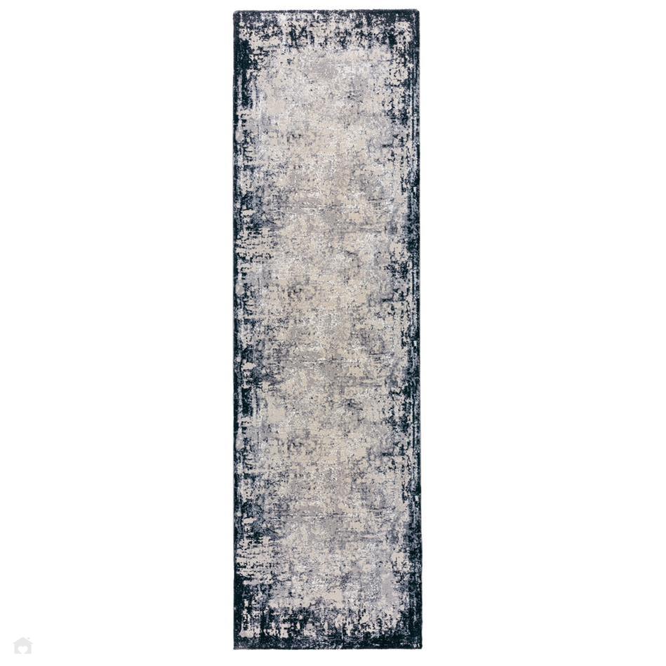 On Sale Kuza Border Modern Abstract Distressed Textured Soft-Touch Navy ...
