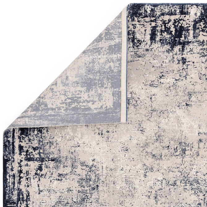 Kuza Border Modern Abstract Distressed Shimmer Hi-Lo Textured Soft Velvety Touch High-Density Durable Easy-Care Short Pile Navy/Light Grey/Cream Rug-Asiatic Carpets-Rug Love - The Most Loved Rug Store