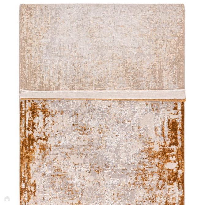 Kuza Border Modern Abstract Distressed Shimmer Hi-Lo Textured Soft Velvety Touch High-Density Durable Easy-Care Short Pile Terracotta/Light Grey/Cream Rug-Asiatic Carpets-Rug Love - The Most Loved Rug Store