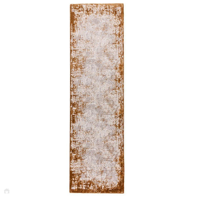 Kuza Border Modern Abstract Distressed Shimmer Hi-Lo Textured Soft Velvety Touch High-Density Durable Easy-Care Short Pile Terracotta/Light Grey/Cream Rug-Asiatic Carpets-Rug Love - The Most Loved Rug Store