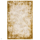 Kuza Border Modern Abstract Distressed Textured Soft-Touch Gold/Light Grey Rug 160 x 230 cm