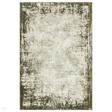 Kuza Border Modern Abstract Distressed Textured Soft-Touch Khaki/Light Grey Rug