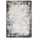 Kuza Border Modern Abstract Distressed Textured Soft-Touch Light Grey/Charcoal Rug