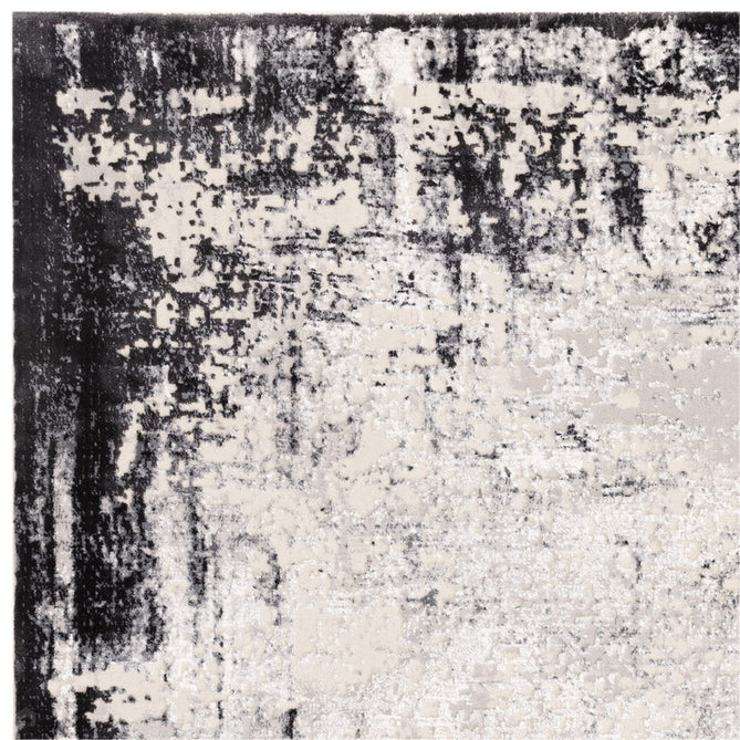 Kuza Border Modern Abstract Distressed Textured Soft-Touch Light Grey/Charcoal/Cream Rug-Asiatic Carpets-Rug Love - The Most Loved Rug Store