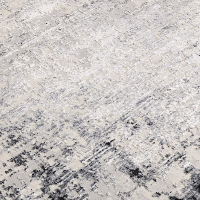 Kuza Border Modern Abstract Distressed Textured Soft-Touch Light Grey/Charcoal/Cream Rug-Asiatic Carpets-Rug Love - The Most Loved Rug Store