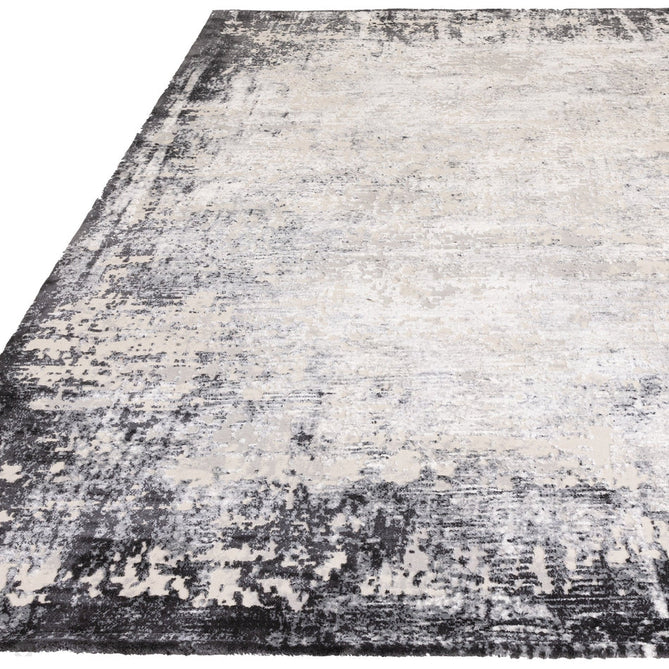 Kuza Border Modern Abstract Distressed Textured Soft-Touch Light Grey/Charcoal/Cream Rug-Asiatic Carpets-Rug Love - The Most Loved Rug Store
