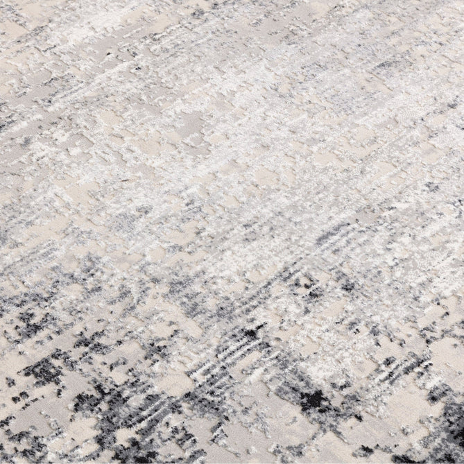 Kuza Border Modern Abstract Distressed Textured Soft-Touch Light Grey/Charcoal/Cream Rug-Asiatic Carpets-Rug Love - The Most Loved Rug Store