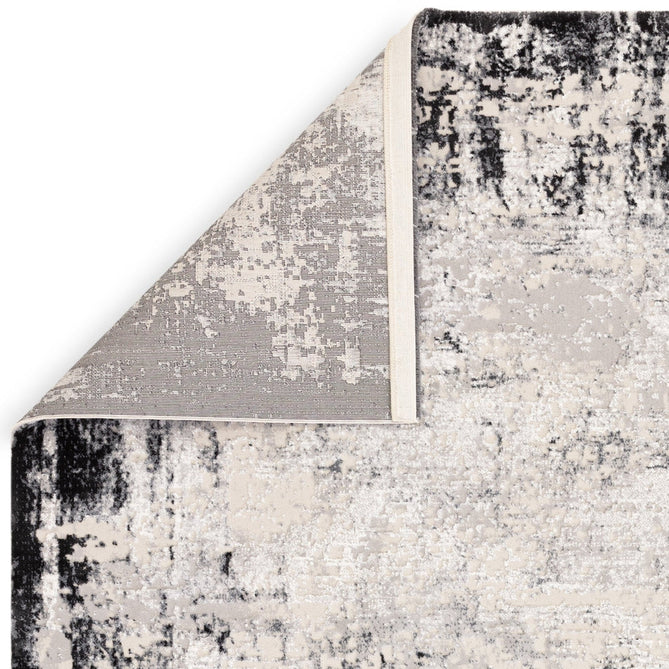 Kuza Border Modern Abstract Distressed Textured Soft-Touch Light Grey/Charcoal/Cream Rug-Asiatic Carpets-Rug Love - The Most Loved Rug Store