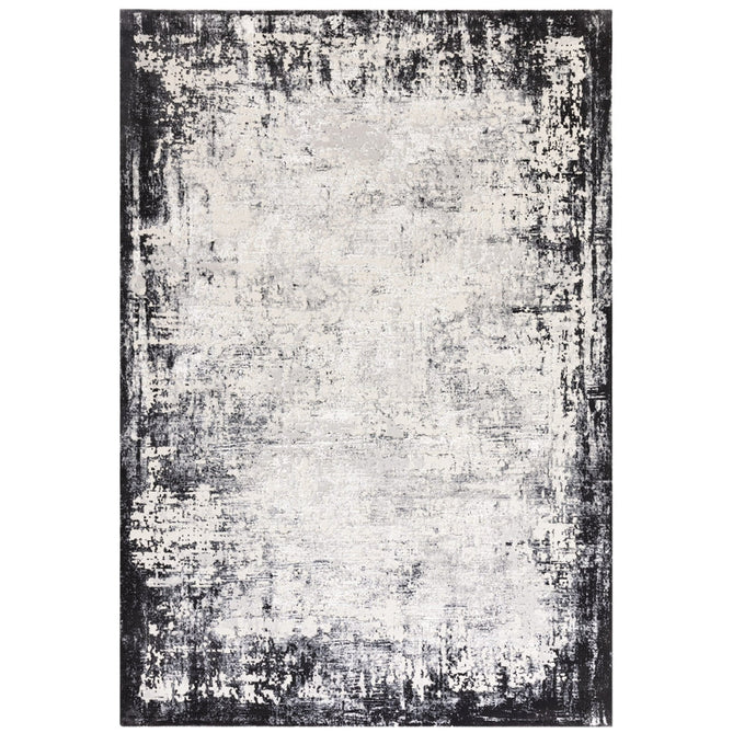 Kuza Border Modern Abstract Distressed Textured Soft-Touch Light Grey/Charcoal/Cream Rug-Asiatic Carpets-Rug Love - The Most Loved Rug Store