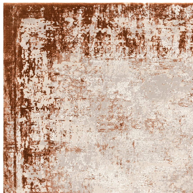 Kuza Border Modern Abstract Distressed Textured Soft-Touch Terracotta/Light Grey/Cream Rug-Asiatic Carpets-Rug Love - The Most Loved Rug Store